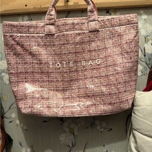 Stylish Pink Tweed Tote Bag